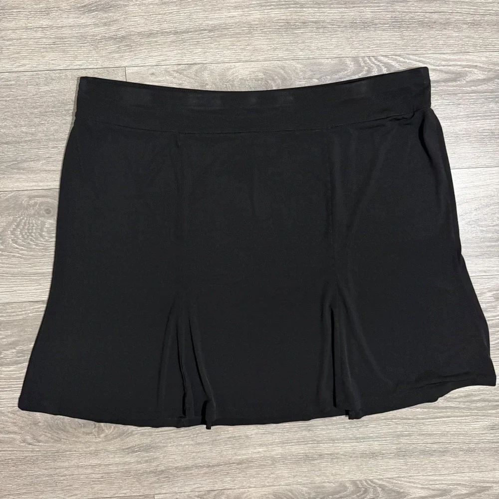 Lane Bryant Midi Skirt 22/24 Black Plus Pull On A-Line Stretch Jersey Whimsical